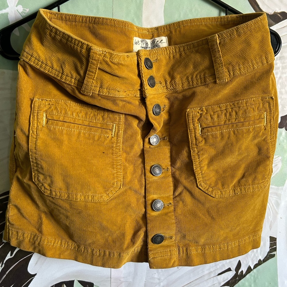 Free people yellow mustard mini skirt